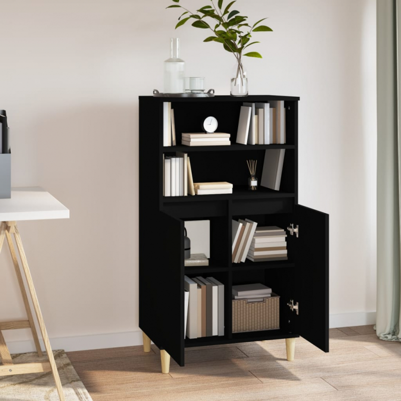 Highboard Schwarz 60x36x110 cm Holzwerkstoff
