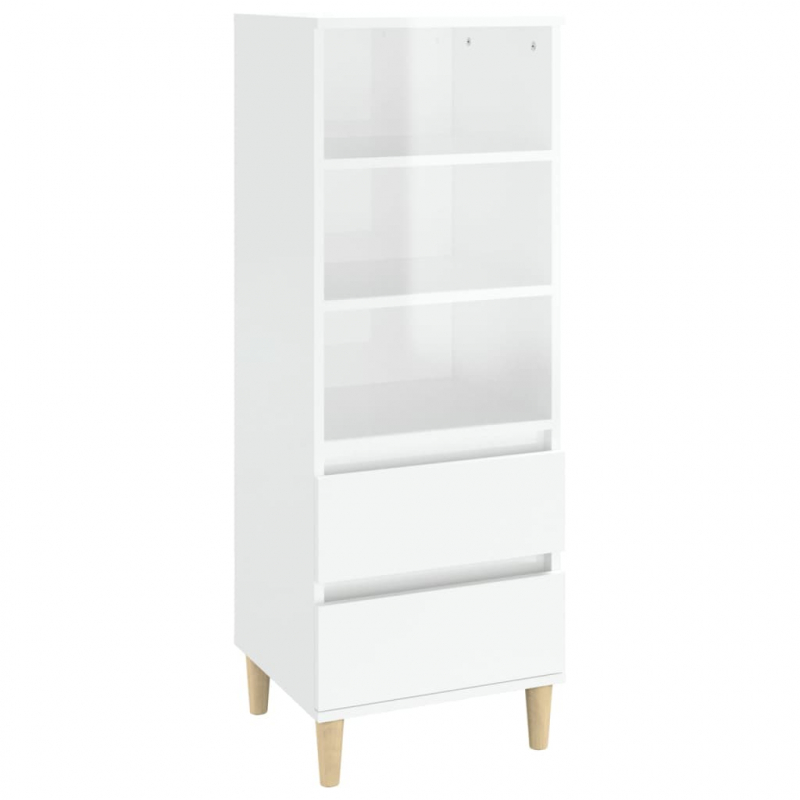 Highboard Hochglanz-Weiß 40x36x110 cm Holzwerkstoff