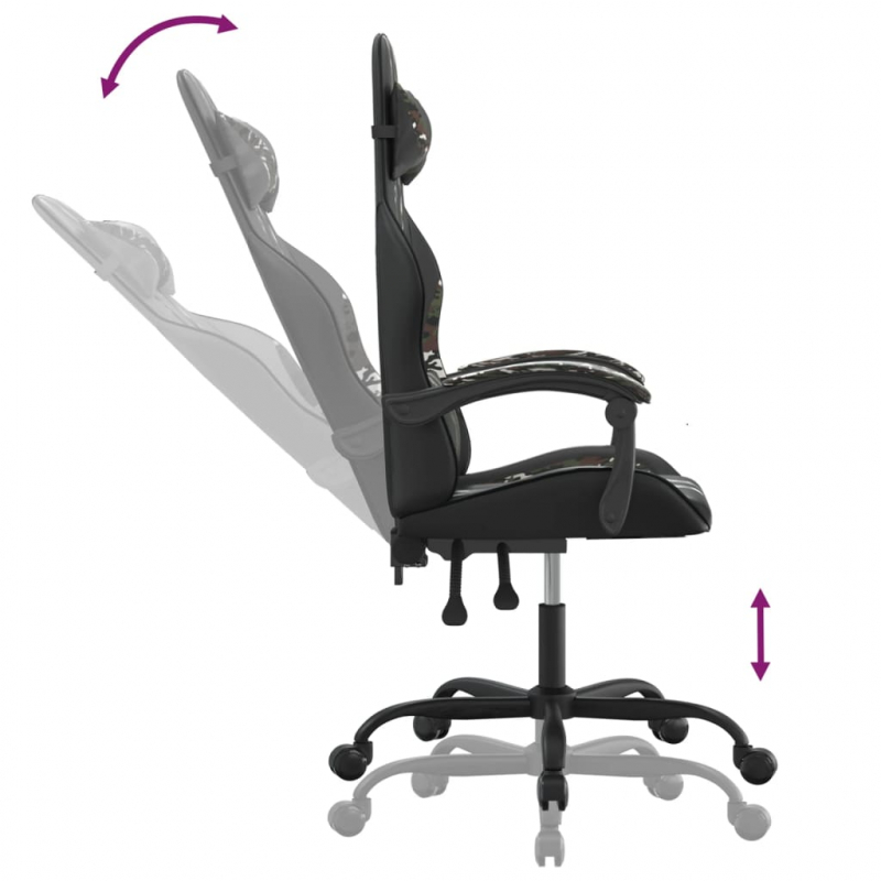 Gaming-Stuhl Schwarz und Tarnfarben Kunstleder