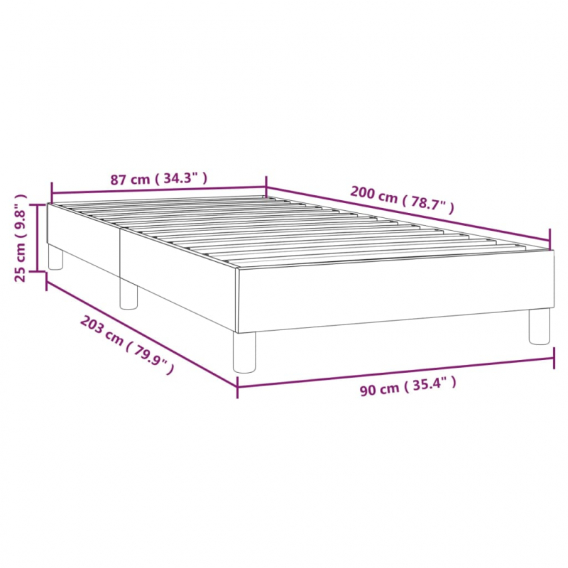 Bettgestell Grau 90x200 cm Kunstleder
