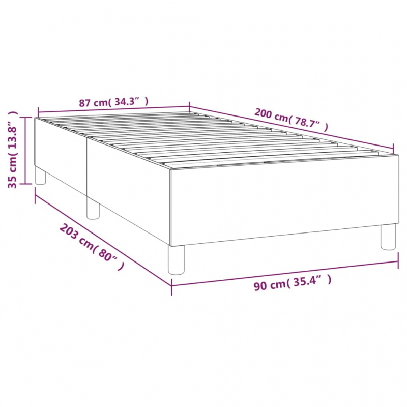 Bettgestell Grau 90x200 cm Kunstleder