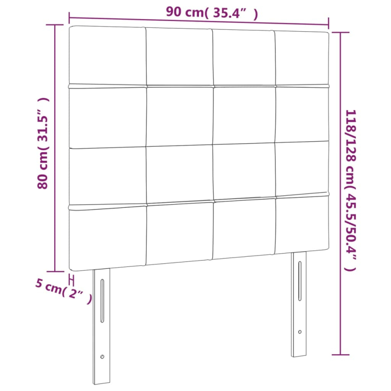 Kopfteile 2 Stk. Dunkelbraun 90x5x78/88 cm Stoff