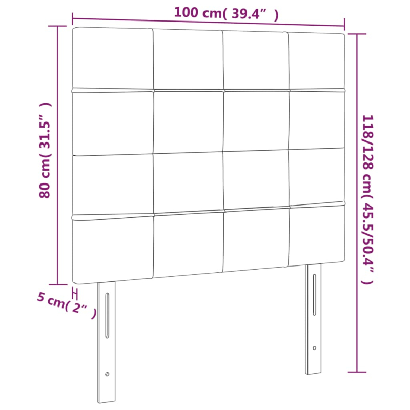 Kopfteile 2 Stk. Creme 100x5x78/88 cm Stoff