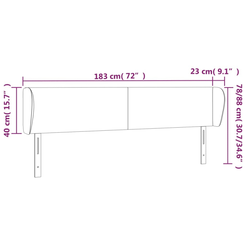 Kopfteil mit Ohren Cappuccino-Braun 183x23x78/88 cm Kunstleder