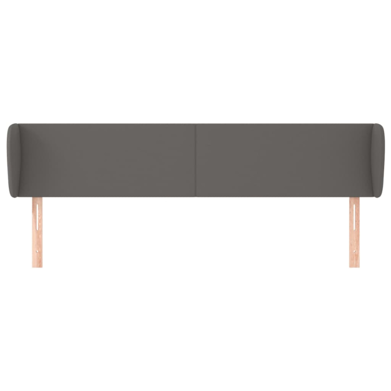 Kopfteil mit Ohren Grau 203x23x78/88 cm Kunstleder