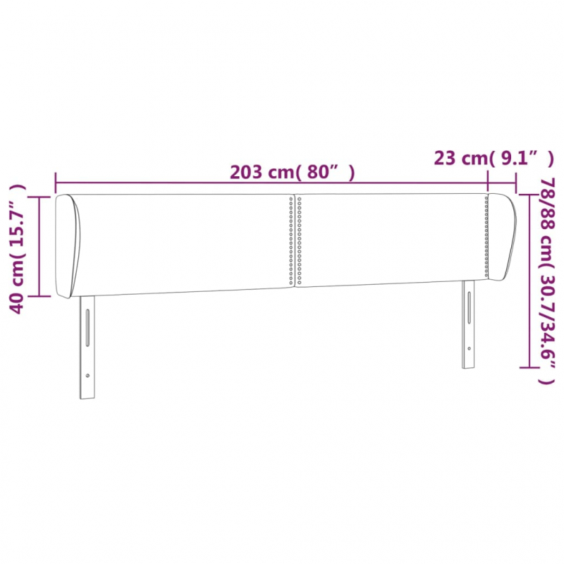 Kopfteil mit Ohren Creme 203x23x78/88 cm Stoff