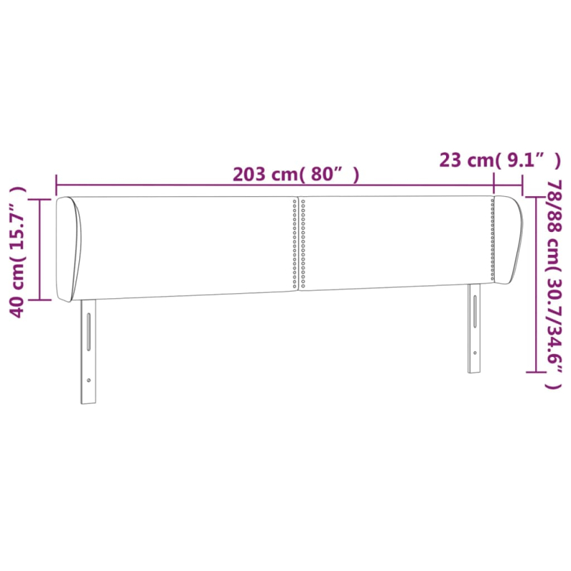 Kopfteil mit Ohren Blau 203x23x78/88 cm Stoff