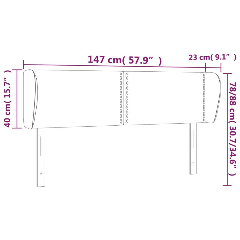 Kopfteil mit Ohren Grau 147x23x78/88 cm Kunstleder