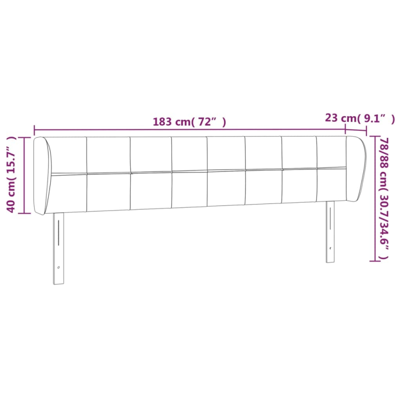 Kopfteil mit Ohren Dunkelbraun 183x23x78/88 cm Stoff