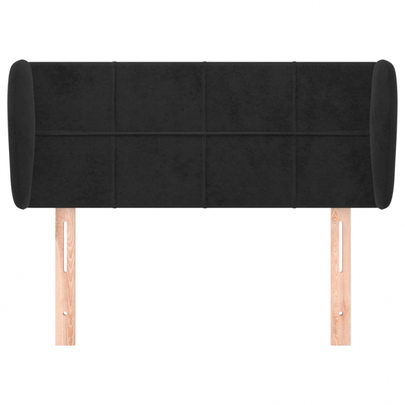 Kopfteil mit Ohren Schwarz 103x23x78/88 cm Samt