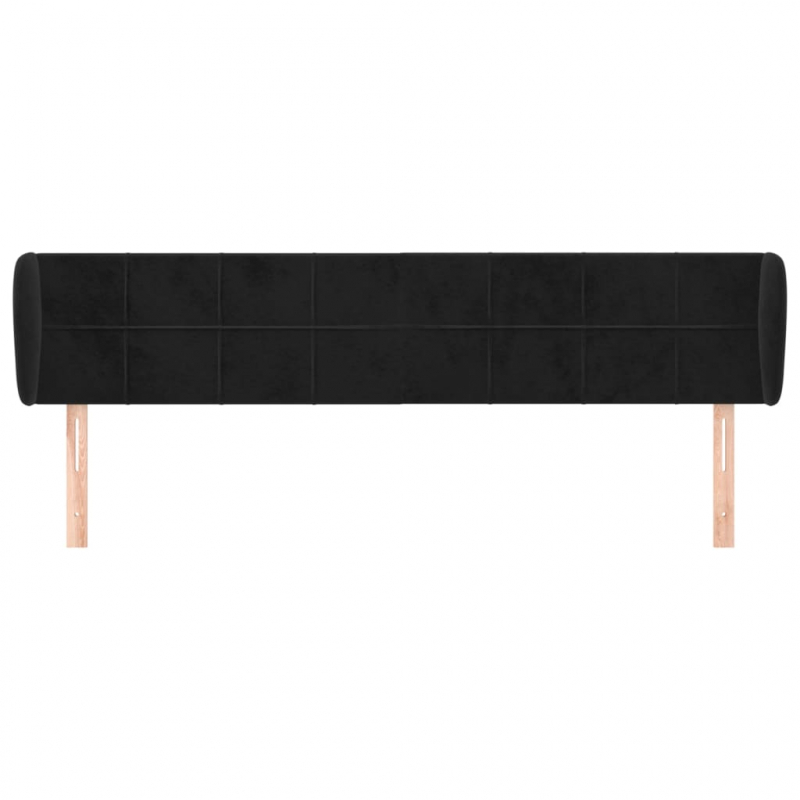 Kopfteil mit Ohren Schwarz 163x23x78/88 cm Samt