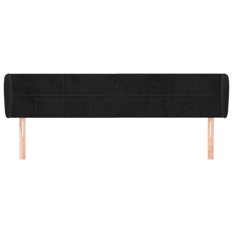 Kopfteil mit Ohren Schwarz 183x23x78/88 cm Samt