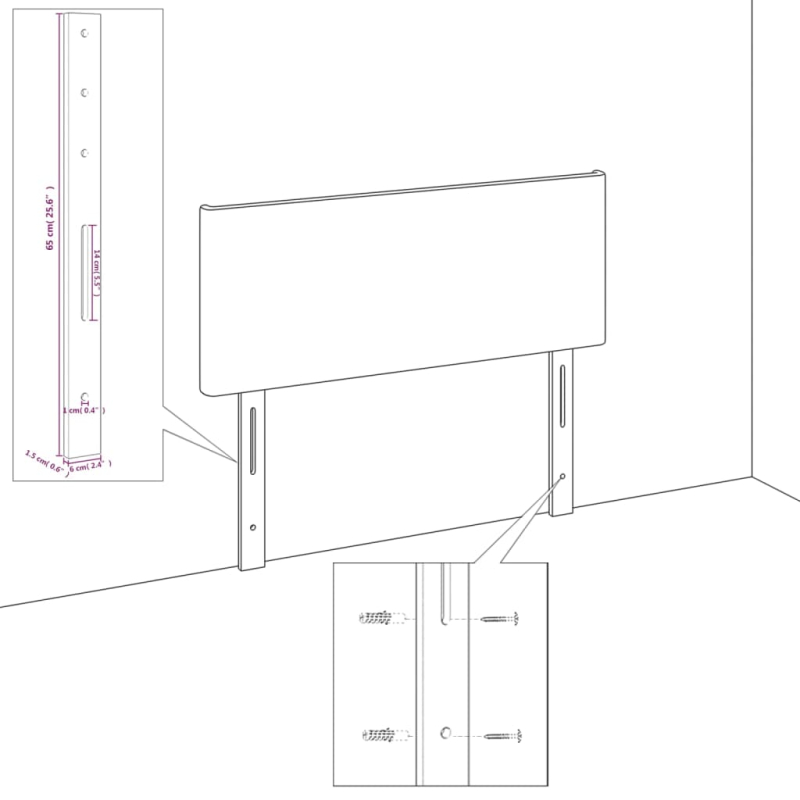 Kopfteil mit Ohren Grau 103x23x78/88 cm Kunstleder