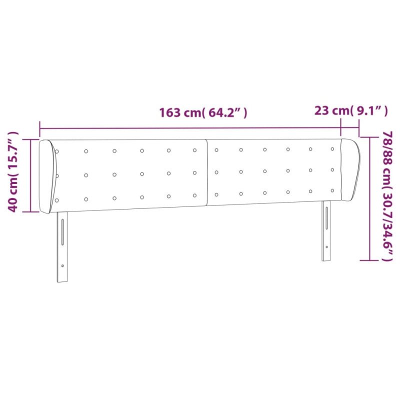 Kopfteil mit Ohren Grau 163x23x78/88 cm Kunstleder