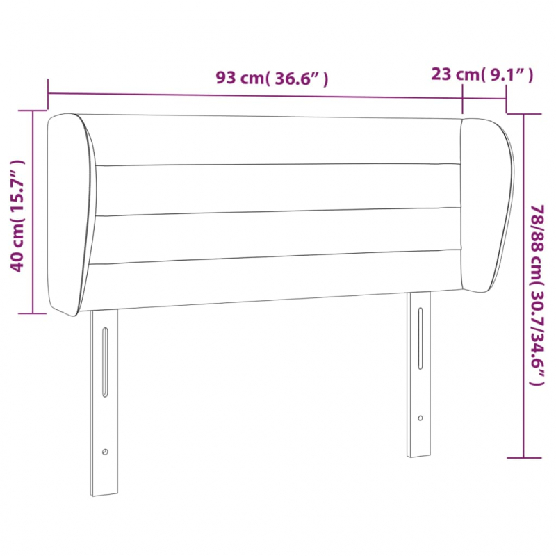 Kopfteil mit Ohren Hellgrau 93x23x78/88 cm Stoff