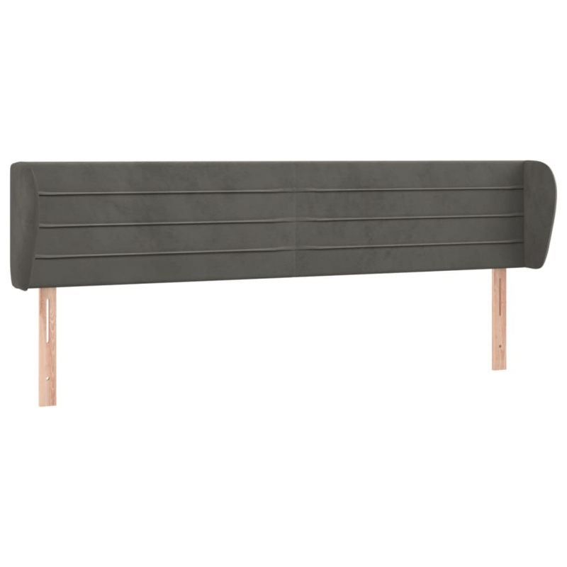 Kopfteil mit Ohren Dunkelgrau 163x23x78/88 cm Samt