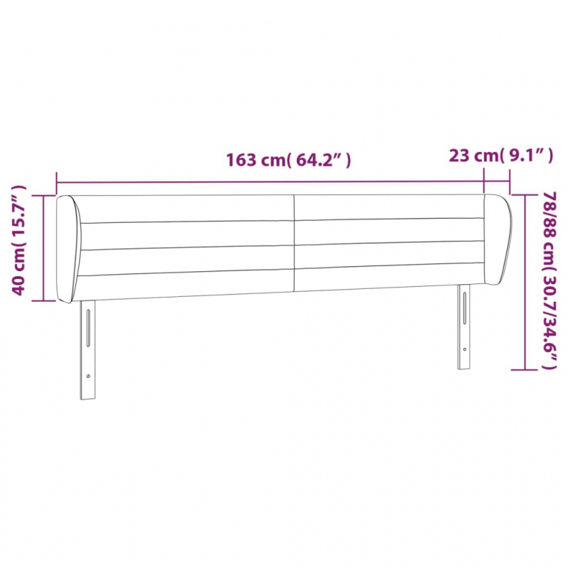 Kopfteil mit Ohren Dunkelgrau 163x23x78/88 cm Samt