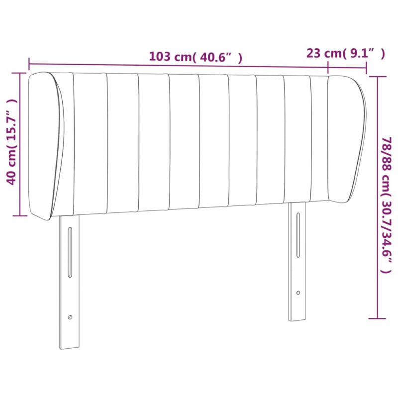 Kopfteil mit Ohren Dunkelblau 103x23x78/88 cm Samt