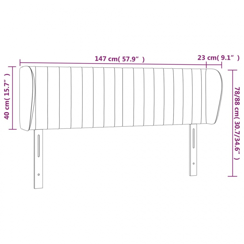 Kopfteil mit Ohren Dunkelblau 147x23x78/88 cm Samt