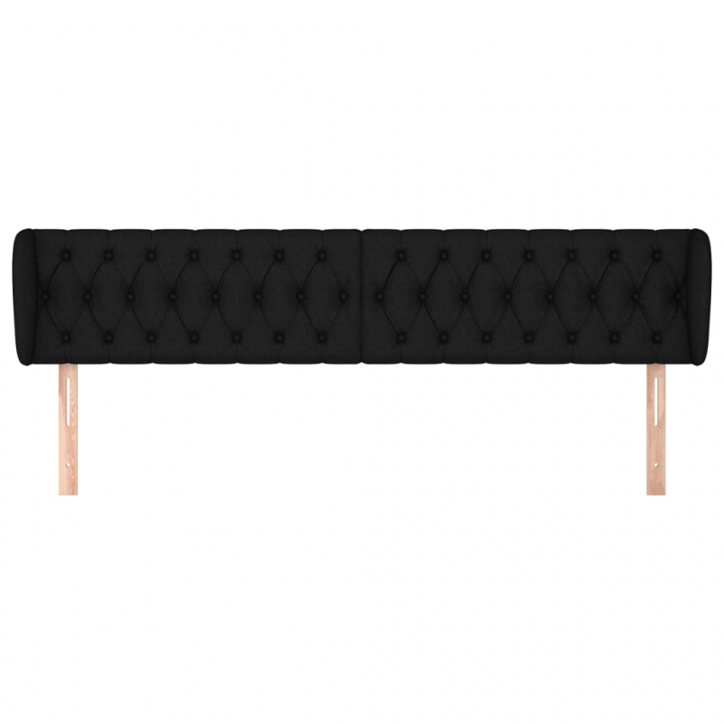Kopfteil mit Ohren Schwarz 203x23x78/88 cm Stoff