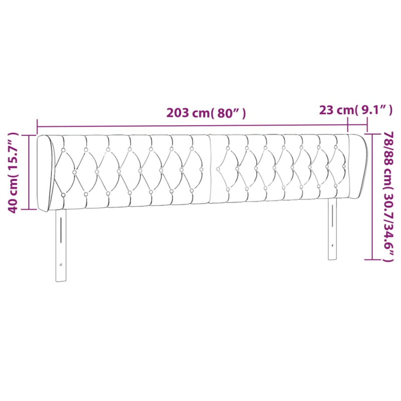 Kopfteil mit Ohren Blau 203x23x78/88 cm Stoff