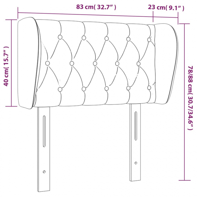 Kopfteil mit Ohren Dunkelblau 83x23x78/88 cm Samt