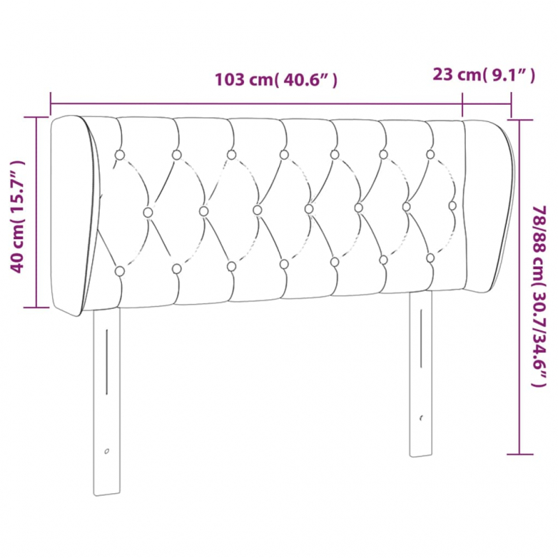 Kopfteil mit Ohren Dunkelblau 103x23x78/88 cm Samt