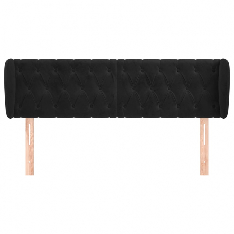 Kopfteil mit Ohren Schwarz 147x23x78/88 cm Samt