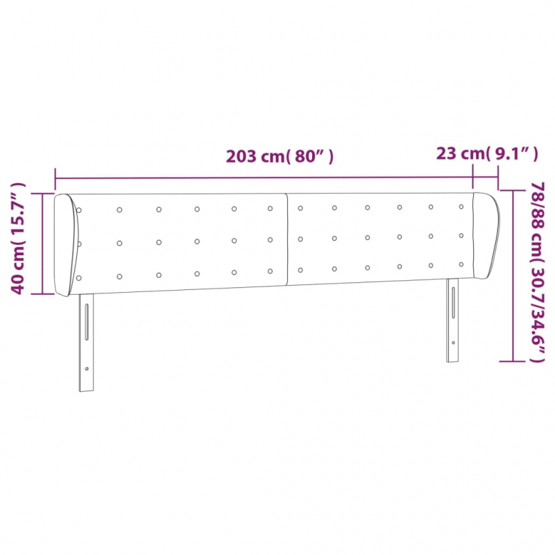 Kopfteil mit Ohren Creme 203x23x78/88 cm Stoff