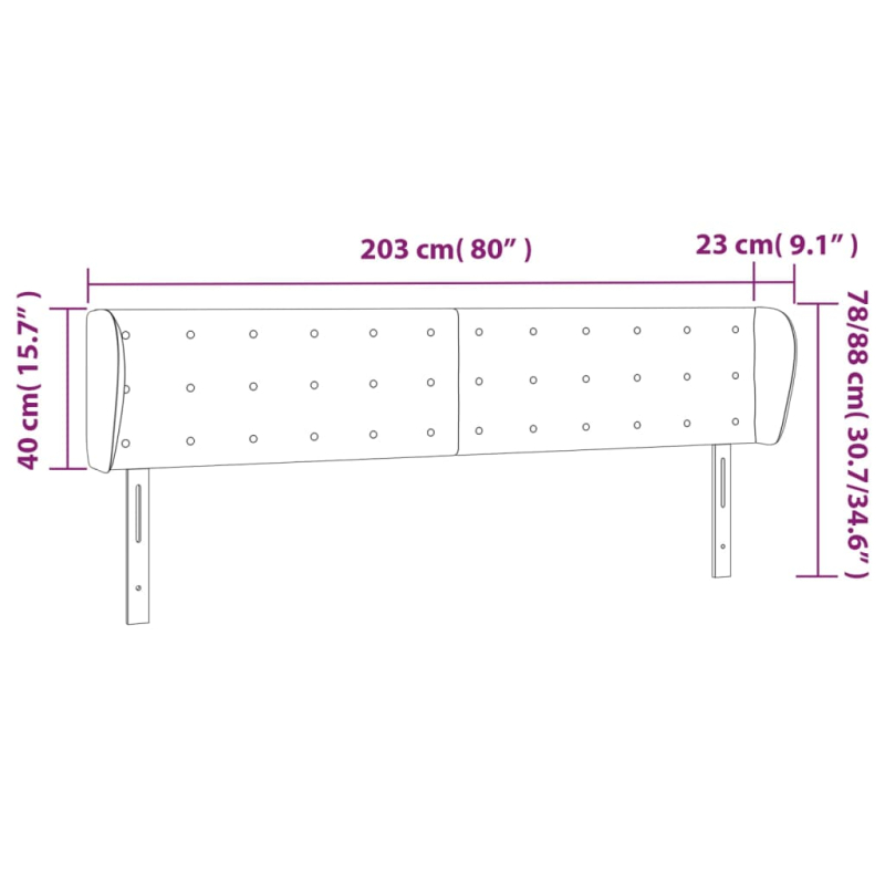 Kopfteil mit Ohren Blau 203x23x78/88 cm Stoff