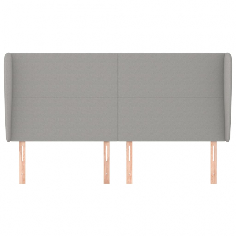 Kopfteil mit Ohren Hellgrau 163x23x118/128 cm Stoff