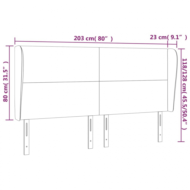 Kopfteil mit Ohren Blau 203x23x118/128 cm Stoff