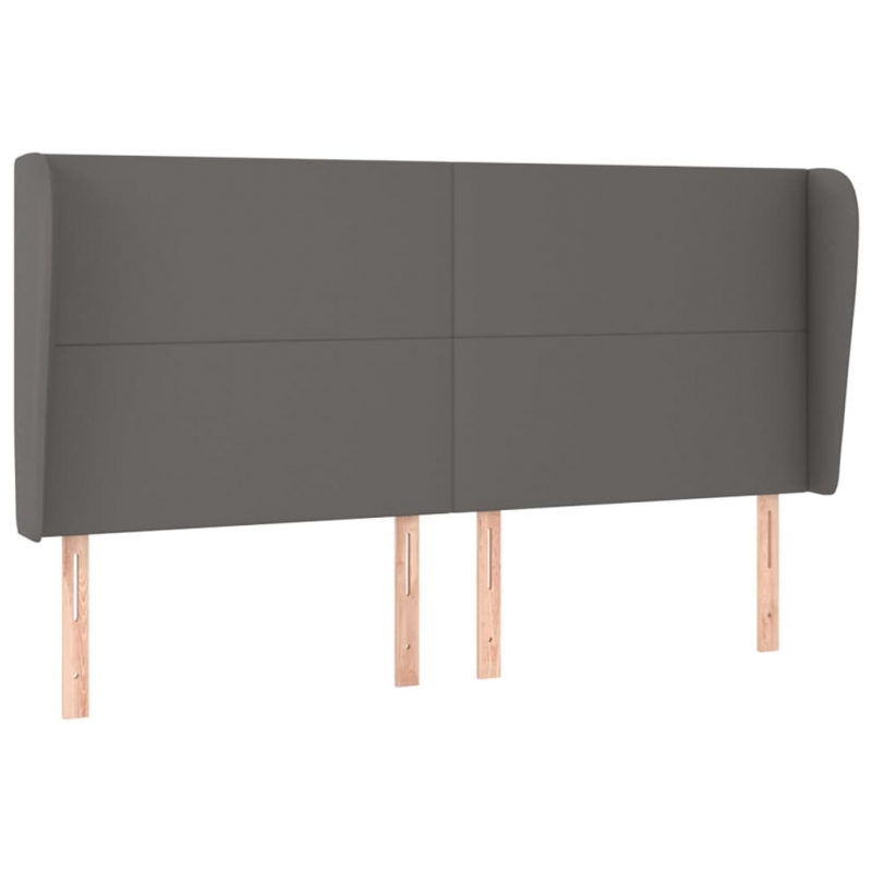 Kopfteil mit Ohren Grau 183x23x118/128 cm Kunstleder
