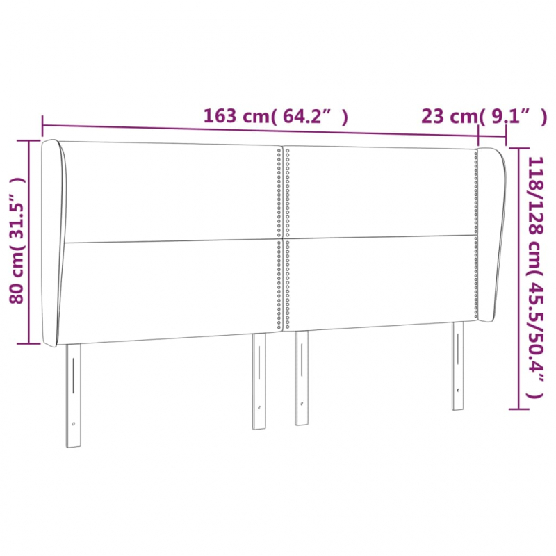Kopfteil mit Ohren Creme 163x23x118/128 cm Stoff