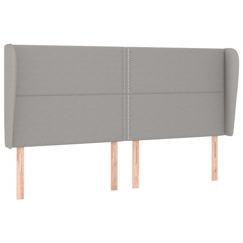 Kopfteil mit Ohren Hellgrau 203x23x118/128 cm Stoff