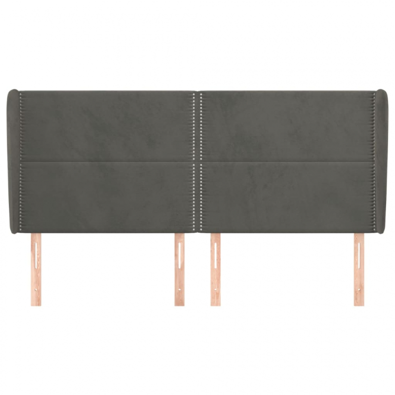 Kopfteil mit Ohren Dunkelgrau 163x23x118/128 cm Samt