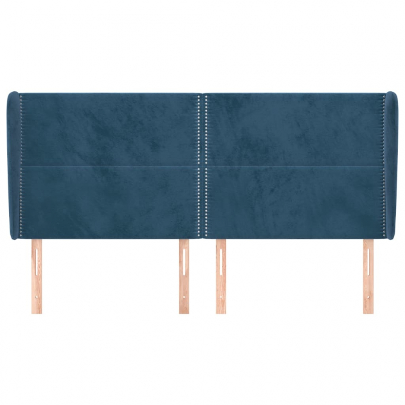 Kopfteil mit Ohren Dunkelblau 203x23x118/128 cm Samt
