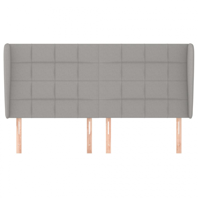 Kopfteil mit Ohren Hellgrau 163x23x118/128 cm Stoff