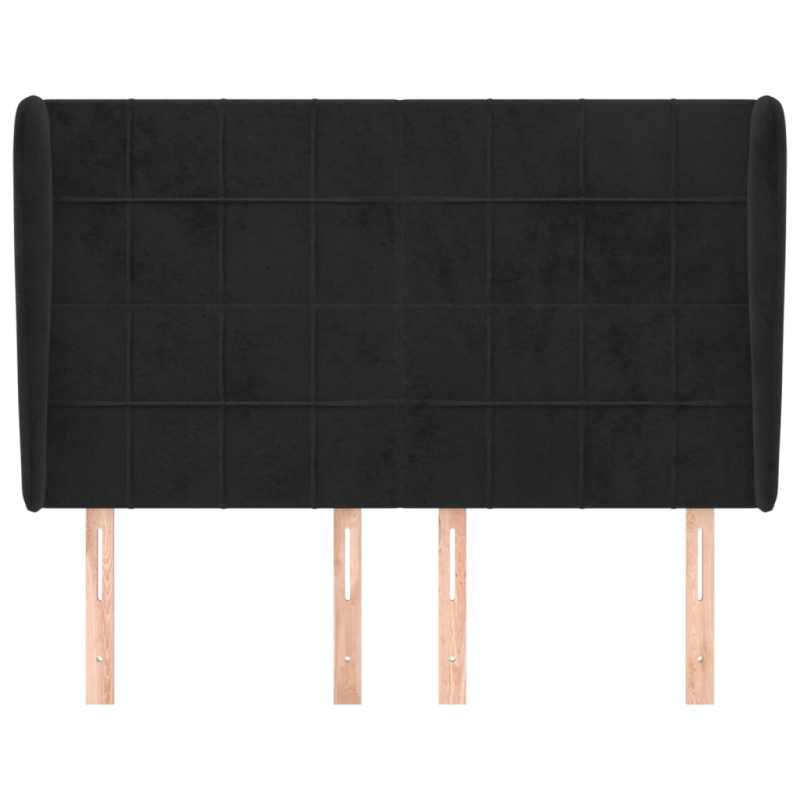 Kopfteil mit Ohren Schwarz 147x23x118/128 cm Samt