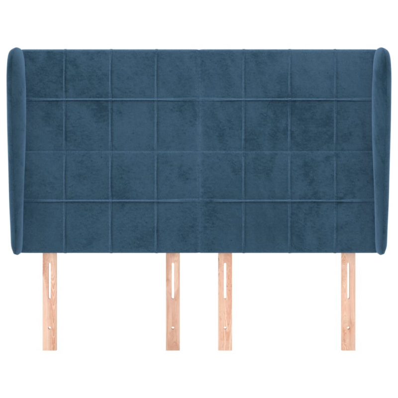 Kopfteil mit Ohren Dunkelblau 147x23x118/128 cm Samt