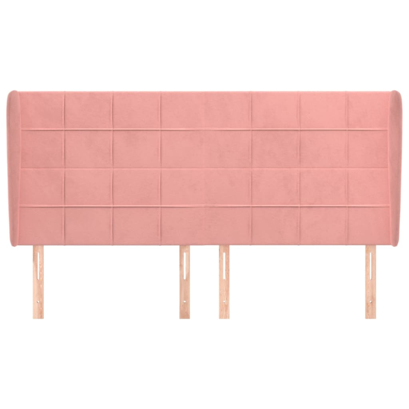 Kopfteil mit Ohren Rosa 203x23x118/128 cm Samt