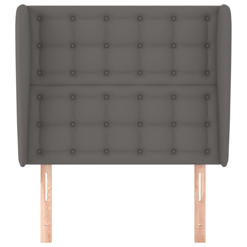 Kopfteil mit Ohren Grau 93x23x118/128 cm Kunstleder