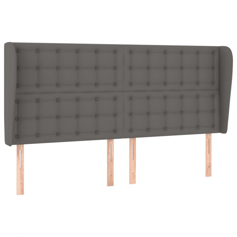 Kopfteil mit Ohren Grau 203x23x118/128 cm Kunstleder