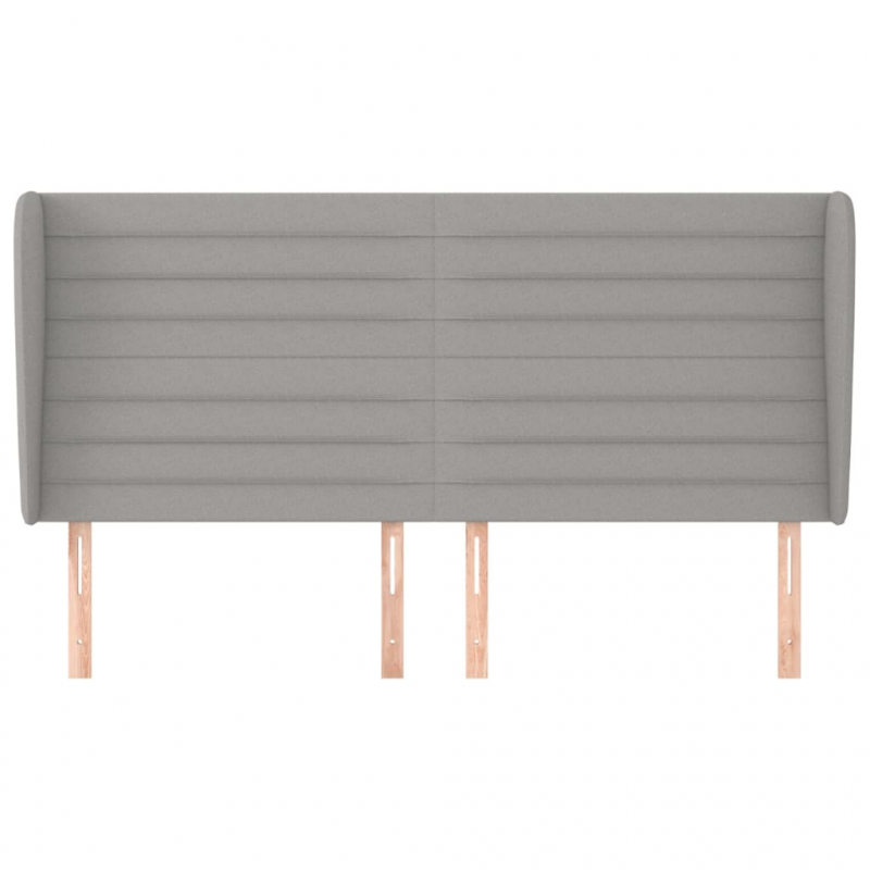 Kopfteil mit Ohren Hellgrau 203x23x118/128 cm Stoff