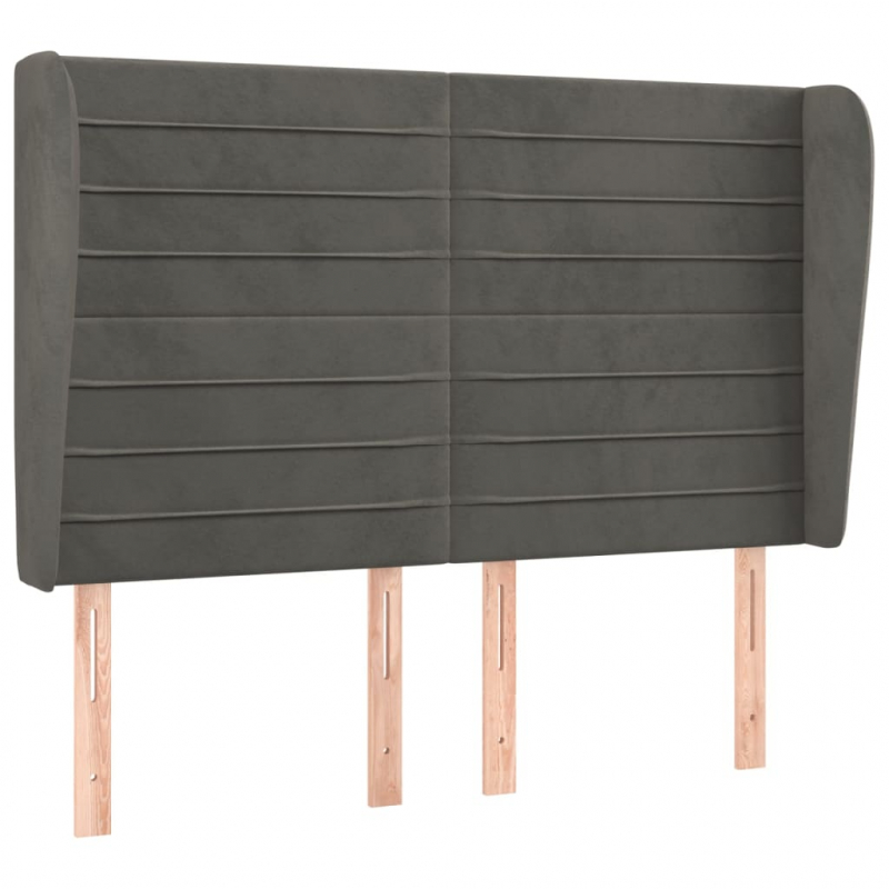 Kopfteil mit Ohren Dunkelgrau 147x23x118/128 cm Samt
