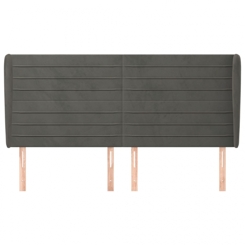 Kopfteil mit Ohren Dunkelgrau 163x23x118/128 cm Samt