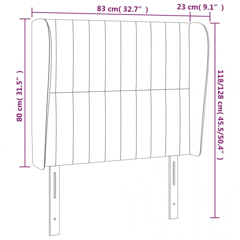Kopfteil mit Ohren Dunkelbraun 83x23x118/128 cm Stoff