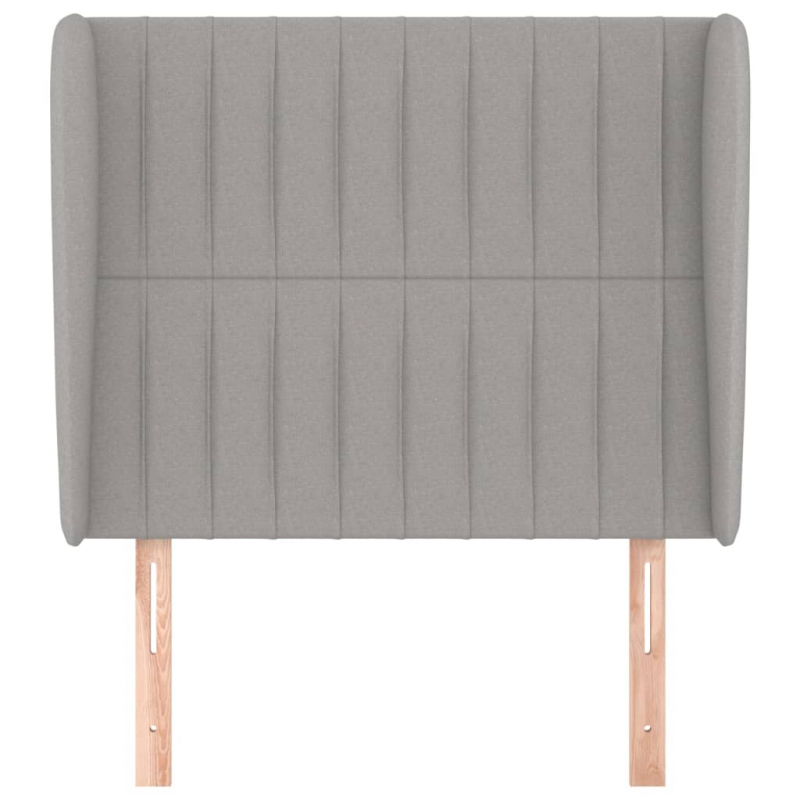 Kopfteil mit Ohren Hellgrau 93x23x118/128 cm Stoff