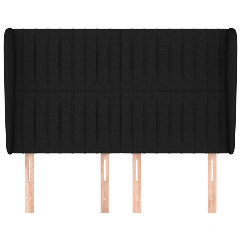 Kopfteil mit Ohren Schwarz 147x23x118/128 cm Stoff