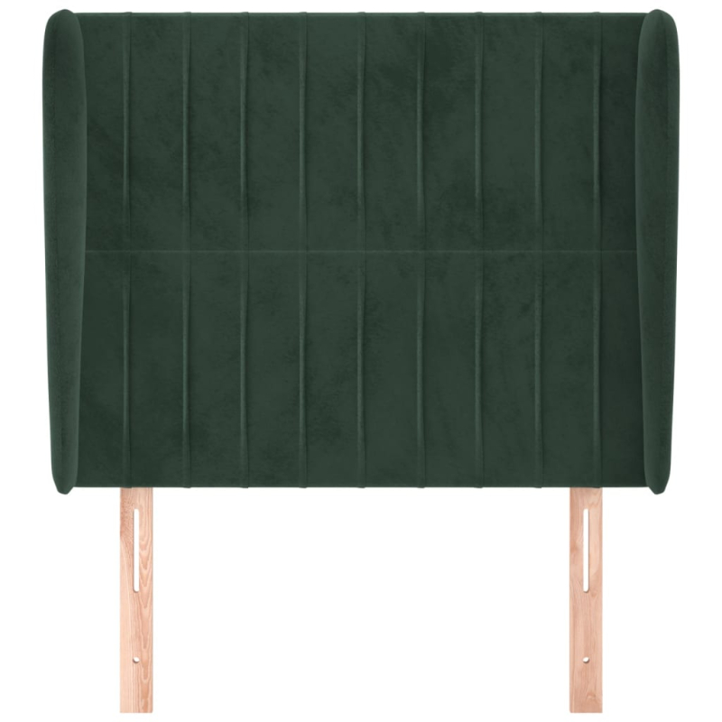 Kopfteil mit Ohren Dunkelgrün 103x23x118/128 cm Samt